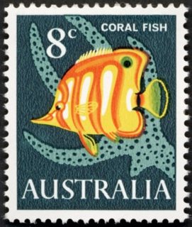 Australia-1966-Coral-Fish-8-cent-red