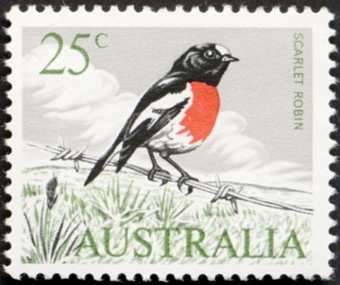 Australia-1966-Scarlet-Robin-25-cent-red