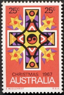 Australia-1967-Christmas-25-cent-Multi-P13-50-Religious-symbols-SG416