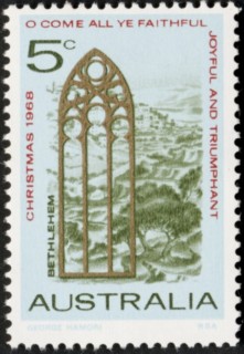 Australia-1968-Christmas-5-cent-Multi-P13-50-Church-window