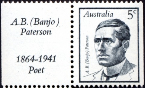 Australia-1968-Famous-Australians-I-5-cent-black-pale-blue-P15x14-Banjo-Paterson