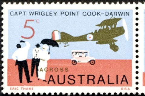 Australia-1969-England-to-Australia-First-Flight-50-years-5-cent-olive-green_1