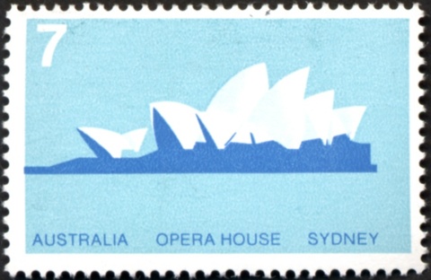 Australia-1973-Architecture-7-cent-pale-turquoise-blue-new-blue-P15x14-Sydney-Opera-House-SG556a