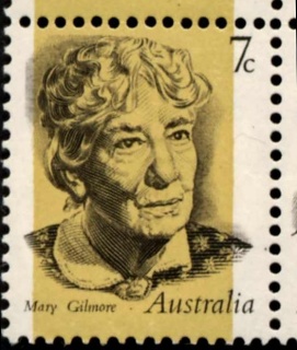 Australia-1973-Famous-Australians-V-7-cent-yellow-bistre-black-P15x14-Dame-Mary-Gilmore