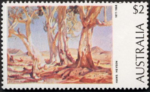 Australia-1974-Paintings-2-dollar-Multi-P13-50-Painting-Red-Gums-of-the-Far-North-by-Hans-Heysen