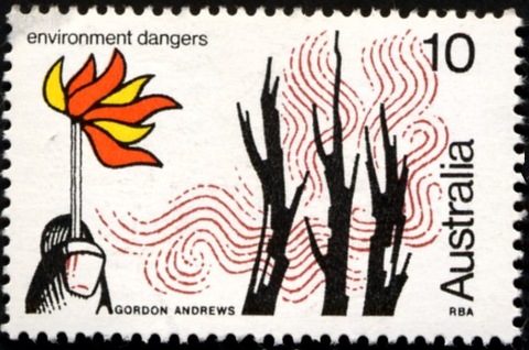 Australia-1975-Dangers-of-Environment-10-cent-Multi-P14-5x15-Bush-fire