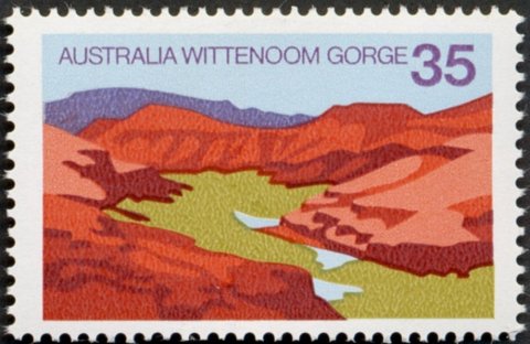 Australia-1976-Australian-Scenes-35-cent-Multi-P15x14-Wittenoom-Gorge