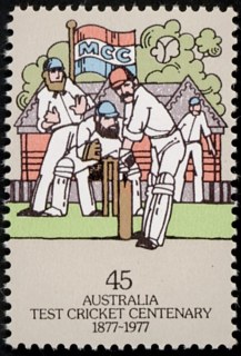 Australia-1977-Australia-England-Test-Centenary-of-Cricket-45-cent-Multi-P13-50-Batsman-awaiting-delivery-SG652