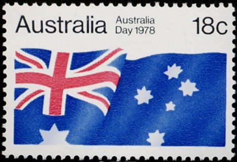 Australia-1978-Australia-Day-18-cent-Multi-P13-50-Australian-flag-flying-SG657