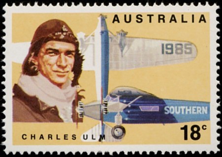 Australia-1978-Early-Australian-Aviators-18-cent-Multi-P15-50-Charles-Ulm-and-Southern-Cross-aircraft-SG661