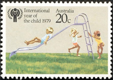 Australia-1979-International-Year-of-the-Child-20-cent-Multi-P13-5x13-Children-playing-on-slippery-dip-SG720