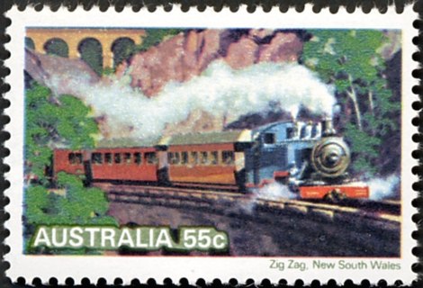 Australia-1979-Steam-Railways-55-cent-Multi-P13-50-Train