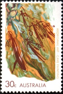 Australia-1971-Aboriginal-Art-30-cent-Multi-P13-50-Cave-painting-SG496