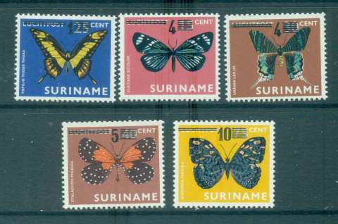 Surinam-1977-Butterflies-Surch-Opt-MUH-Lot47267