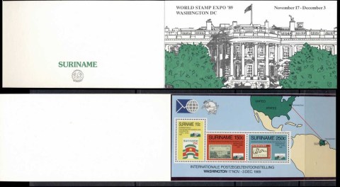 Surinam-1989-World-Stamp-Expo-MS-in-folder-MUH