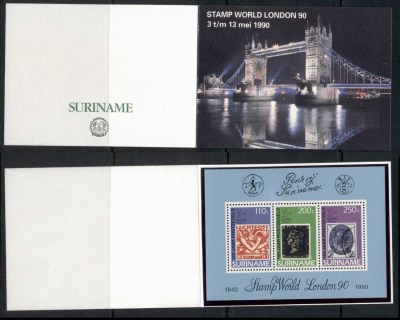 Surinam-1990-Stamp-World-London-MS-in-folder-MUH