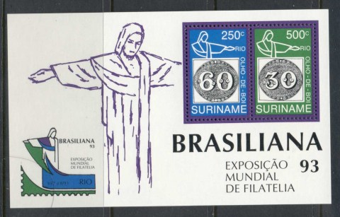 Surinam-1993-Brazilian-Postage-Stamp-Anniversary-MS-MUH