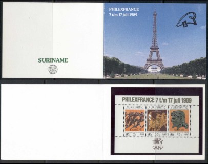 Surinam-1989-Summer-Olympics-MS-in-folder-Opt-MUH