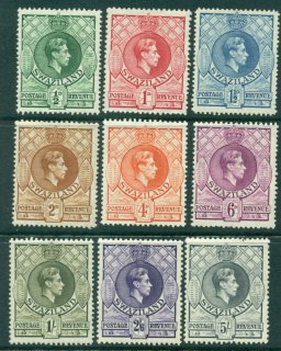 Swaziland-1938-KGVI-Asst-Perfs-9-SG-cv-85-MH-gum-inclusions-Lot25194