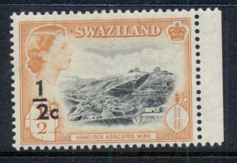 Swaziland-1961-QEII-Pictorials-Surcharges-0-5c-on-0-5d-MUH