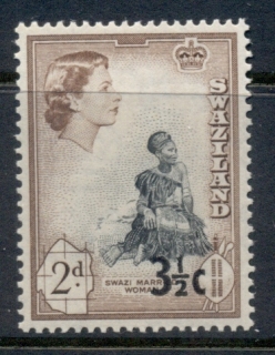 Swaziland-1961-QEII-Pictorials-Surcharges-3-5c-on-2d-MUH