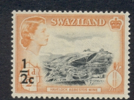 Swaziland-1961-QEII-Pictorials-decimal-opt-0-5c-on-0-5d-MLH