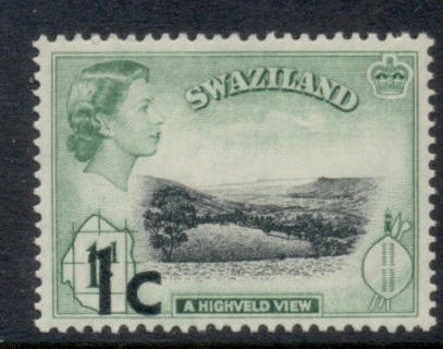 Swaziland-1961-QEII-Pictorials-decimal-opt-1c-on-1d-MLH