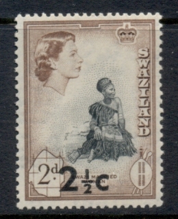 Swaziland-1961-QEII-Pictorials-decimal-opt-2-5c-on-2p-MLH