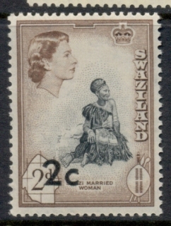 Swaziland-1961-QEII-Pictorials-decimal-opt-2c-on-2p-MLH