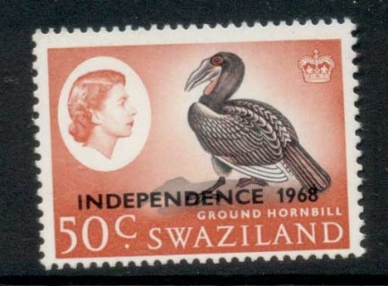 Swaziland-1968-QEII-Pictorial-Opt-Independence-50c-bird-MUH