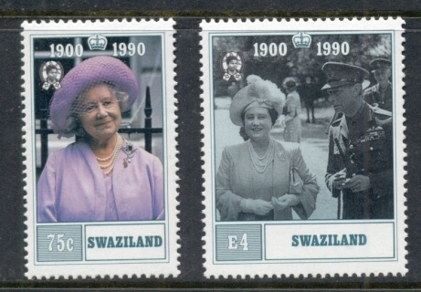 Swaziland-1990-Queen-Mother-90th-Birthday-MUH