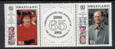 Swaziland-1991-QEII-Prince-Phillip-Birthdays-pr-label-MUH