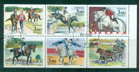 Sweden-1990-World-Equestrian-Games-booklet-pane-CTO-lot84143