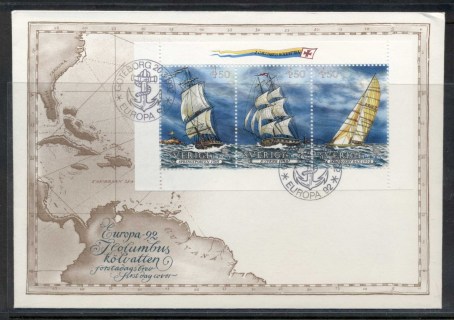 Sweden-1992-Europa-Columbus-Discovery-of-America-MS-FDC