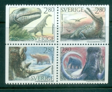 Sweden-1992-Prehistoric-Animals-blk-4-MUH-lot84169