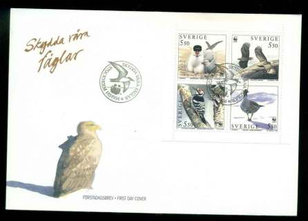 Sweden-1994-WWF-Birds-Booklet-pane-FDC-lot51680