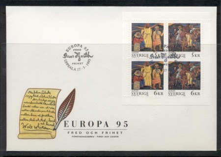 Sweden-1995-Europa-Peace-Freedom-MS-FDC