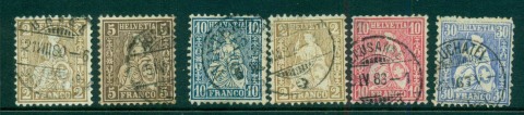 Switzerland-1862-81-Helvetia-Asst-faults-FU-lot59060