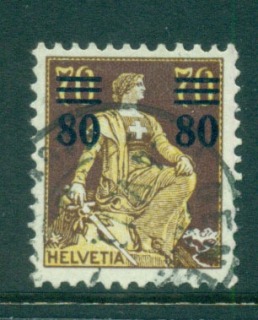 Switzerland-1915-Helvetia-Opt-80c-on-70c-FU-lot59068