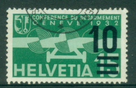Switzerland-1935-38-Airmail-Surcharged-10c-on-15c-FU