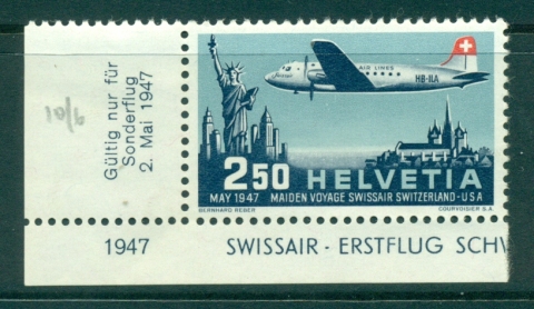 Switzerland-1947-Geneva-New-York-Flight-MLH-NUH-lot34788