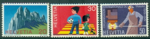 Switzerland-1969-Swiss-Alps-Children-in-Traffic-The-50th-Anniversary-of-the-International-Labour-Organization-MUH