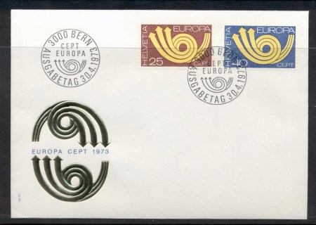 Switzerland-1973-Europa-Posthorn-Arrow-FDC