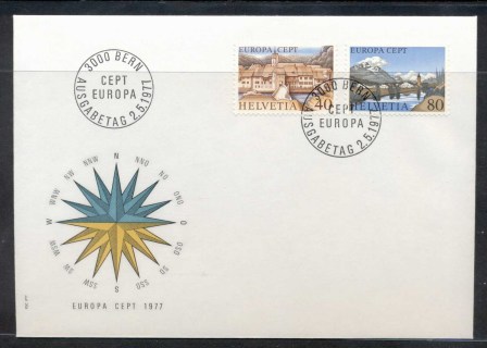 Switzerland-1977-Europa-Landscapes-FDC