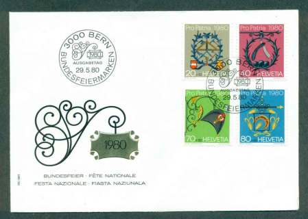 Switzerland-1980-Pro-patria-FDC-lot51674