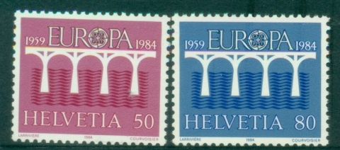 Switzerland-1984-EUROPA-Stamps-Bridges-The-25th-Anniversary-of-CEPT-MUH