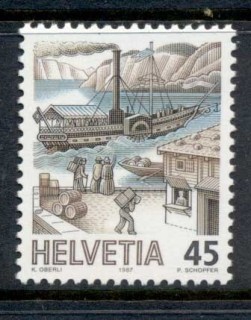 Switzerland-1987-Industries-45c-Packet-Steamer-MUH