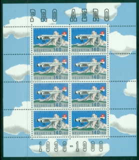 Switzerland-1988-The-50th-Anniversary-of-Pro-Aero-Foundation-sheetlet-MUH
