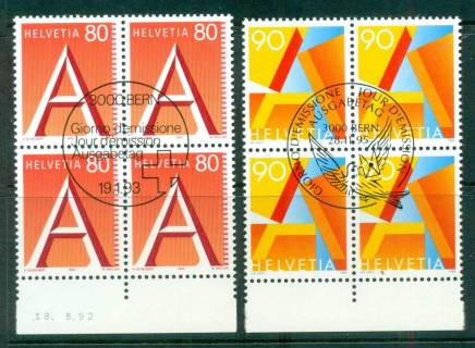 Switzerland-1991-95-80c-90c-A-Blk-4-CTO-lot59019