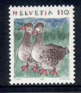 Switzerland-1991-Animals-110c-Geese-MUH